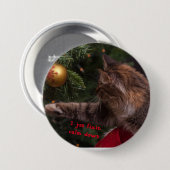Kerstkat fixeert boom speld achter knoop ronde button 7,6 cm (Voorkant /achterkant)