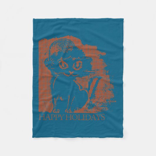 Kerstkat  fleece deken (Voorkant)