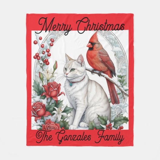 Kerstkat Fleece Deken (Voorkant)