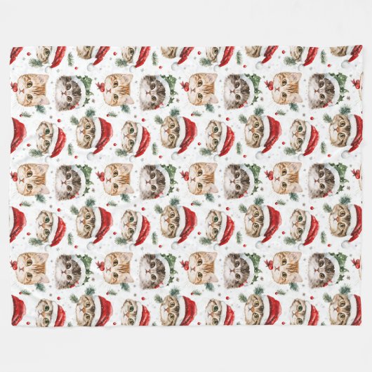 kerstkat fleece deken (Voorkant (Horizontaal))