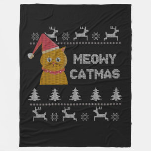 kerstkat fleece deken