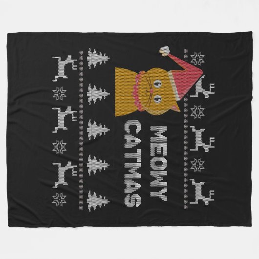 kerstkat fleece deken (Voorkant (Horizontaal))