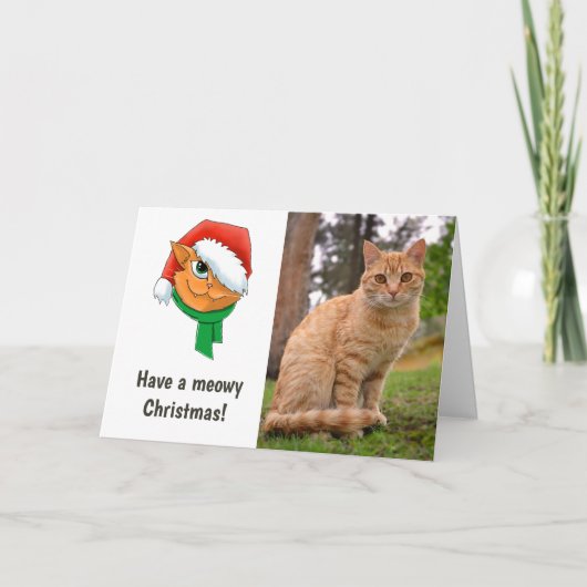 Kerstkat Foto Feestdagen Kaart (Voorkant)