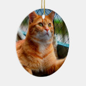 Kerstkat Foto Keramisch Ornament (Rechts)
