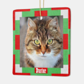 kerstkat foto's Rood Groen Keramisch Ornament (Links)