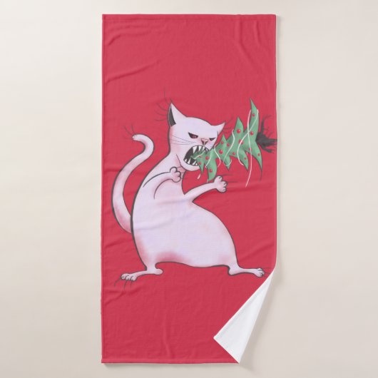 Kerstkat Funny Evil Kat Xmas Tree Badhanddoek (Badhanddoek)