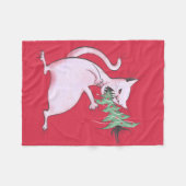 Kerstkat Funny Evil Kat Xmas Tree Fleece Deken (Voorkant (Horizontaal))