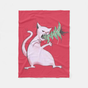 Kerstkat Funny Evil Kat Xmas Tree Fleece Deken