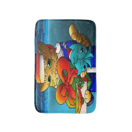 Kerstkat-gast Badmat (Voorkant Verticaal)