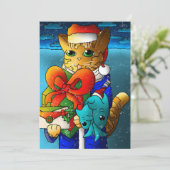 Kerstkat-gast Kaart (Staand voorkant)