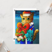Kerstkat-gast Kaart (Voorkant / Achterkant in situ)