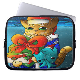 Kerstkat-gast Laptop Sleeve