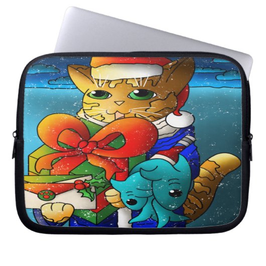 Kerstkat-gast Laptop Sleeve (Voorkant)