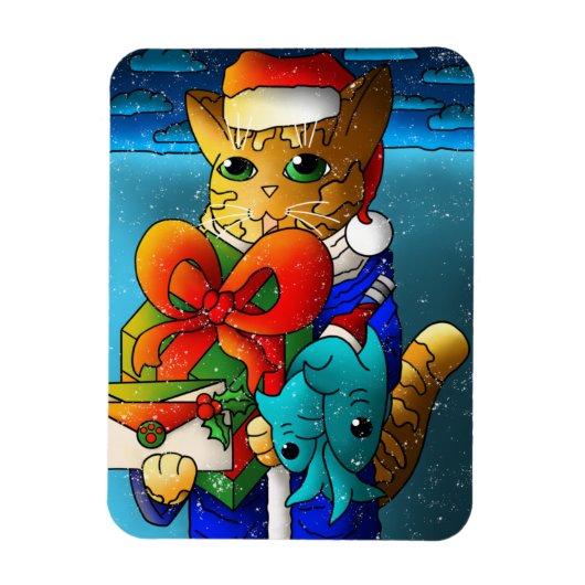 Kerstkat-gast Magneet (Verticaal)