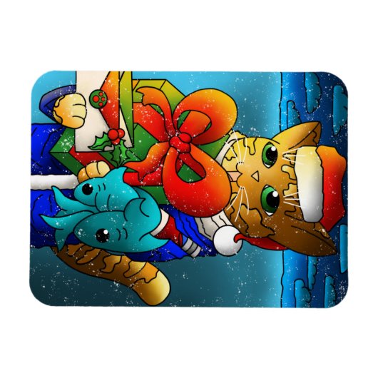Kerstkat-gast Magneet (Horizontaal)