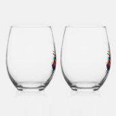 Kerstkat Gewikkeld in Kleurrijke Lichtjes Wijnglas Zonder Voet (Rechts)