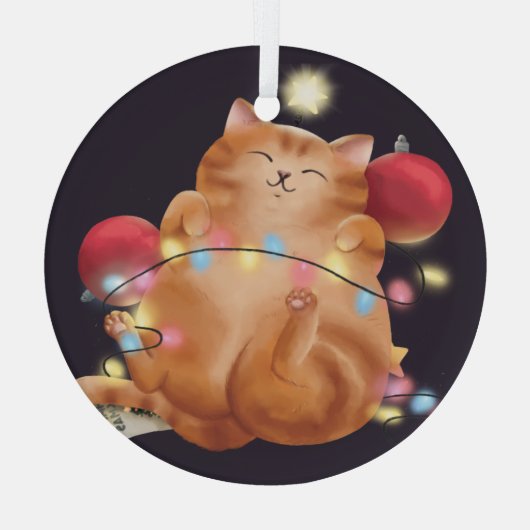 kerstkat glas ornament (Achterkant)