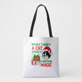 Kerstkat Handige Vakantietas voor Kattenliefhebber Tote Bag