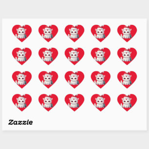 kerstkat hart sticker