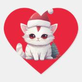 kerstkat hart sticker (Voorkant)