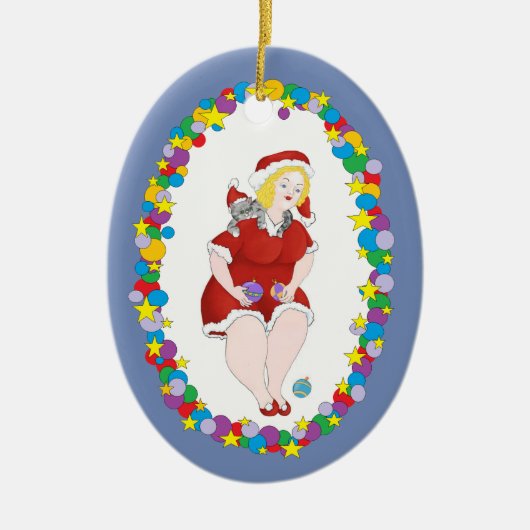 KerstKat Helper Keramisch Ornament (Voorkant)