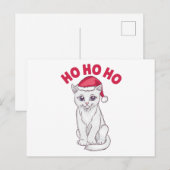 Kerstkat Ho Ho Ho Briefkaart (Voorkant / Achterkant)