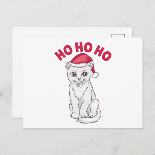 Kerstkat Ho Ho Ho Briefkaart (Voorkant / Achterkant)