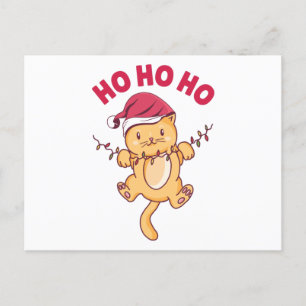 Kerstkat Ho Ho Ho Briefkaart