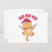 Kerstkat Ho Ho Ho Briefkaart (Voorkant / Achterkant)