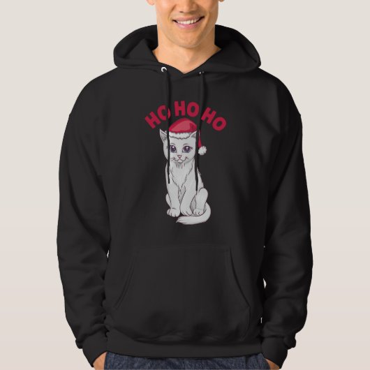 Kerstkat Ho Ho Ho Hoodie (Voorkant)