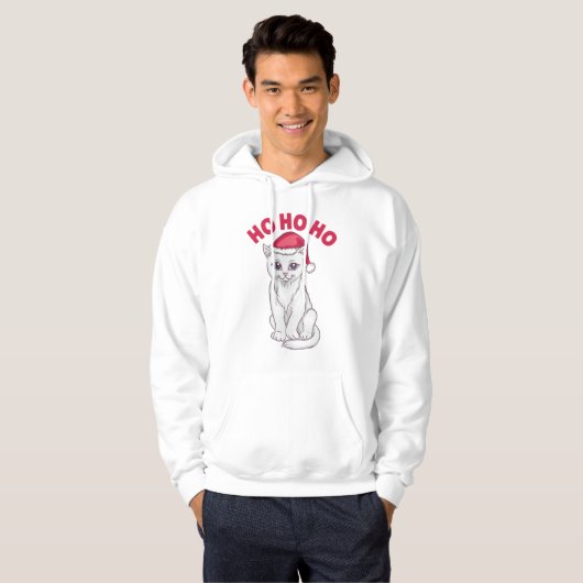 Kerstkat Ho Ho Ho Hoodie (Voorkant volledig)