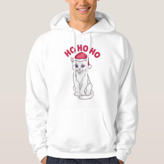 Kerstkat Ho Ho Ho Hoodie (Voorkant)