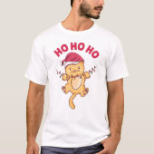 Kerstkat Ho Ho Ho T-shirt (Voorkant)