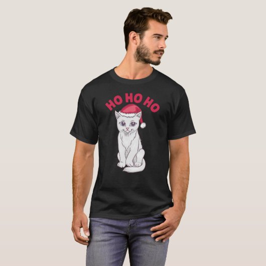 Kerstkat Ho Ho Ho T-shirt (Voorkant volledig)