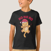 Kerstkat Ho Ho Ho T-shirt (Voorkant)