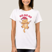 Kerstkat Ho Ho Ho T-shirt (Voorkant)
