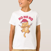 Kerstkat Ho Ho Ho T-shirt (Voorkant)