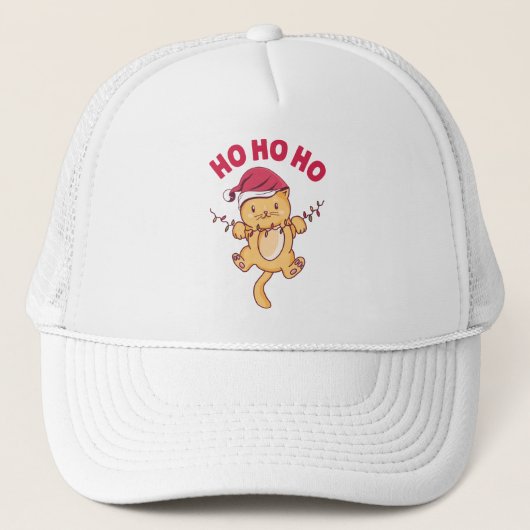 Kerstkat Ho Ho Ho Trucker Pet (Voorkant)