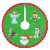 Kerstkat, hond, engel, Elf en kerstman Kerstboom Rok (Voorkant)