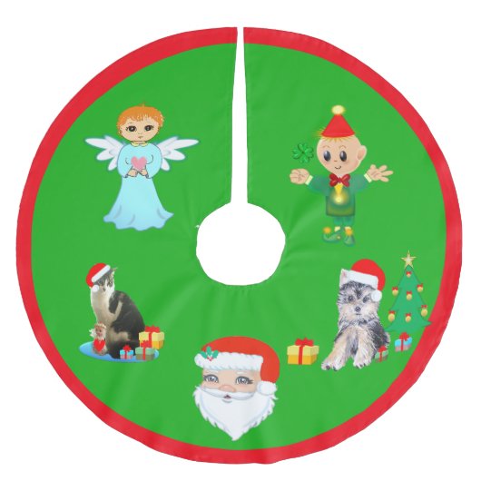 Kerstkat, Hond, Engel, Elf & Kerstman Kerstboom Rok (Voorkant)