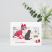 kerstkat-horloges Draai de Speelgoed  Feestdagenkaart (Staand voorkant)