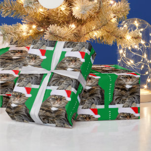 Kerstkat Humbug Foto met Santa Hat Cadeaupapier