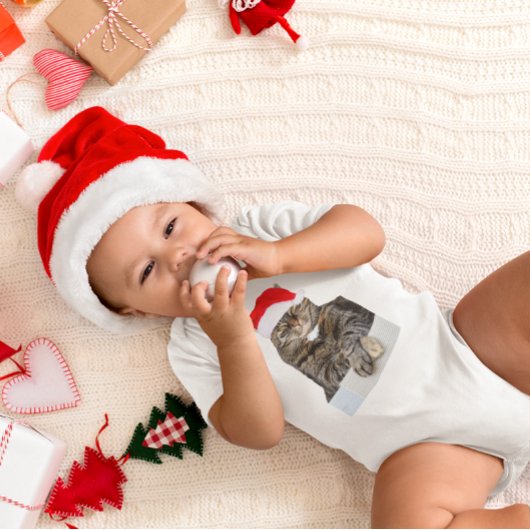 Kerstkat Humbug Foto met Santa Hat Romper