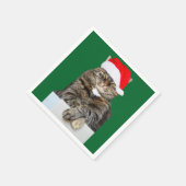 Kerstkat Humbug Foto met Santa Hat Servetten (Hoek)