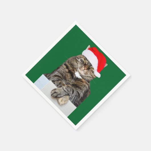 Kerstkat Humbug Foto met Santa Hat Servetten (Hoek)