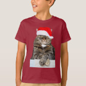 Kerstkat Humbug Foto met Santa Hat T-shirt (Voorkant)