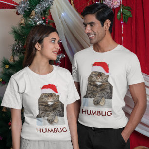 Kerstkat Humbug Foto met Santa Hat Unisex T-shirt