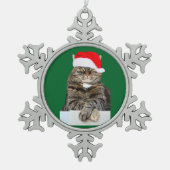 kerstkat Humbug Pewter Snowflake Ornament (Voorkant)