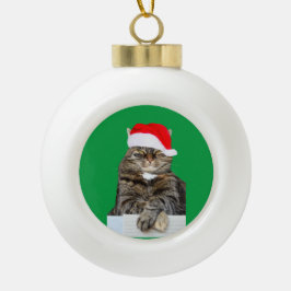 kerstkat Humbug Photo Ceramic Ball Ornaming Keramische Bal Ornament