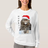 Kerstkat Humbug Santa Hat Vrouwen Lange Mouw T-shirt (Voorkant)